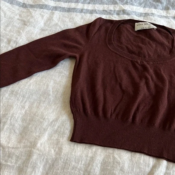 Anna Molinari Scoop Neck Sweater in Rich Mahogany - Picture 3 of 6
